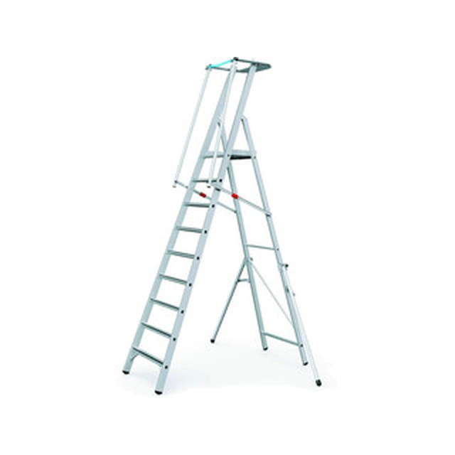 Zarges step ladder with a large podium 9 degrees | Podium height: 2,34 m | Aluminum