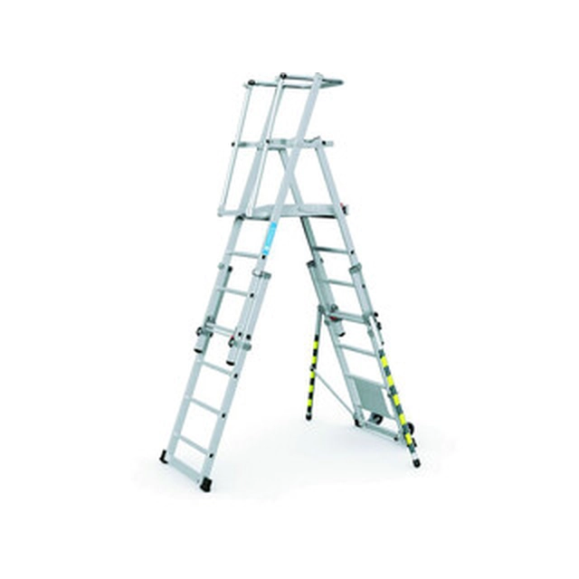 Zarges telescopic podium ladder 7 degrees | Podium height: 1,05 m/1,3 m/1,6 m/1,83 m | Aluminum