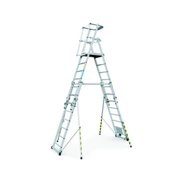 Zarges telescopische podiumladder 12 graden | Podiumhoogte: 1,83 m/2,9 m/2,12 m/2,38 m/2,65 m/3,15 m | Aluminium