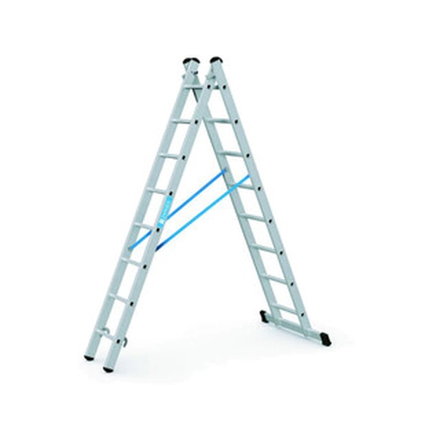 Zarges tweedelige multifunctionele ladder 2 x 8 graden | 4,1 m | Aluminium