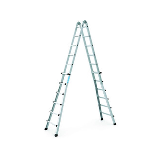 Zarges two-sided standing ladder with extendable legs 4 x 6 degrees | 6,4 m | Aluminum