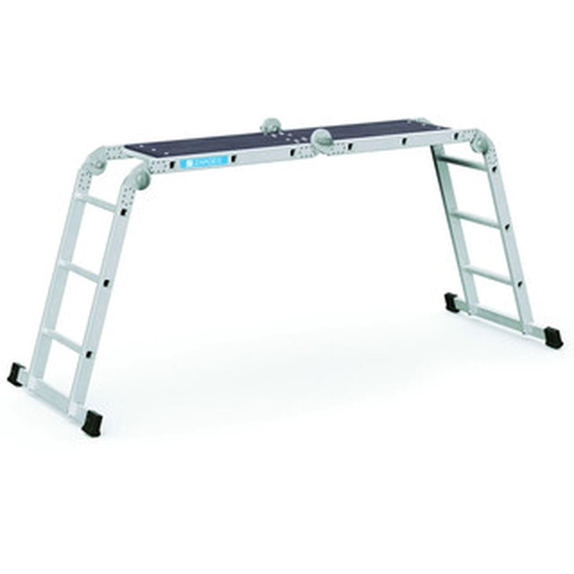 Zarges vierdelige gelede multifunctionele ladder 2 x 3 + 2 x 4 treden | Aluminium