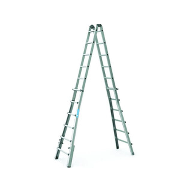 Zarges vierdelige gelede multifunctionele ladder 4 x 6 treden | Aluminium