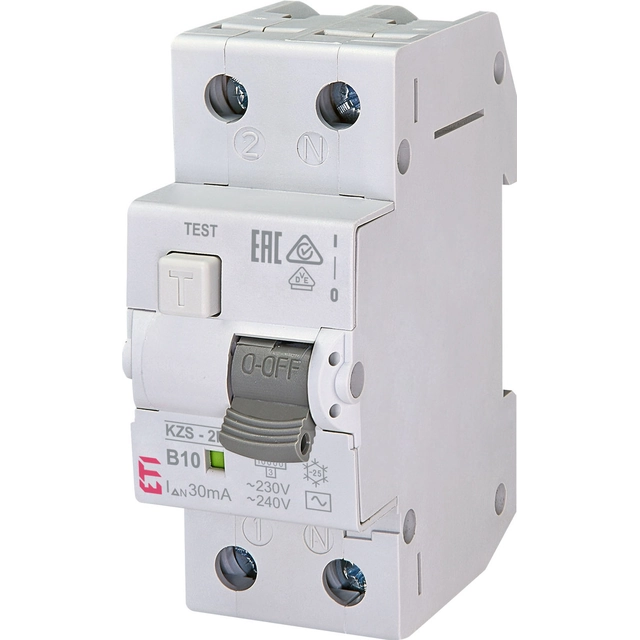 Защитен прекъсвач за дефектен ток със защита срещу свръхтокKZS-2M AC B10/0.03