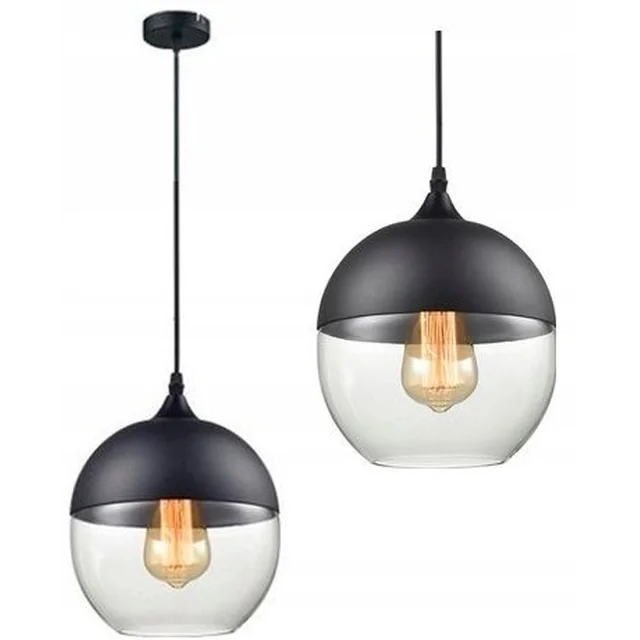 Zenit A black glass hanging ceiling lamp