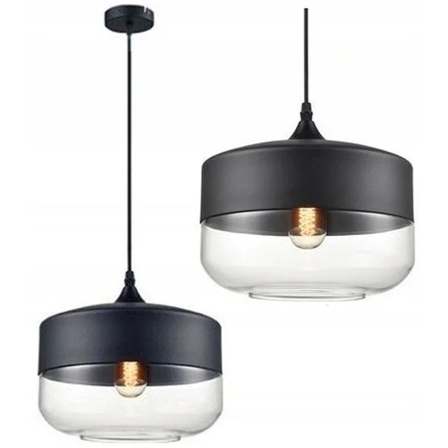 Zenit D black glass hanging ceiling lamp