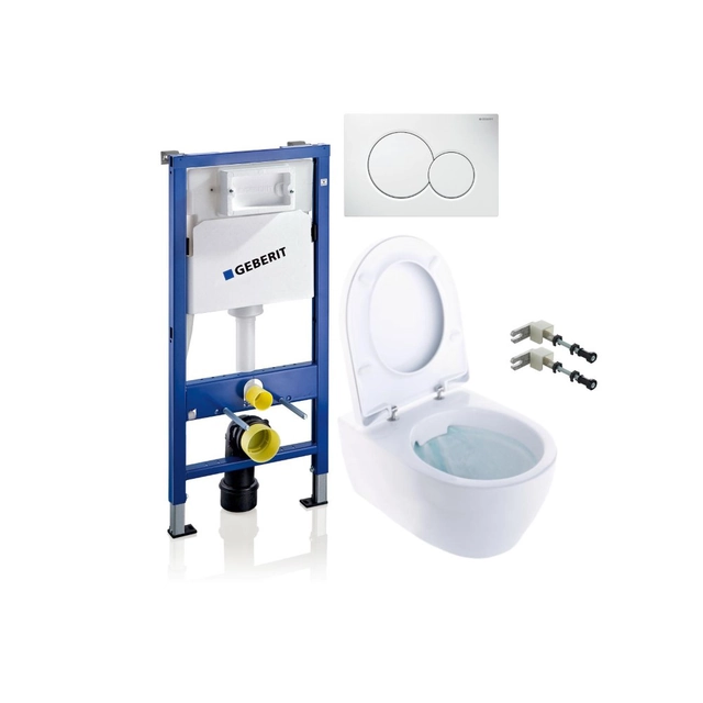 Zestaw ramek toaletowych Geberit, Duofix Sigma, z Ifo iCON Rimfree i wolnoopadającą pokrywą oraz białym przyciskiem