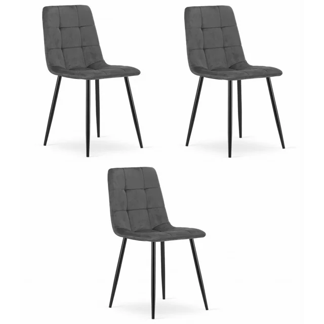 Židle KARA - tmavě šedý samet x 3