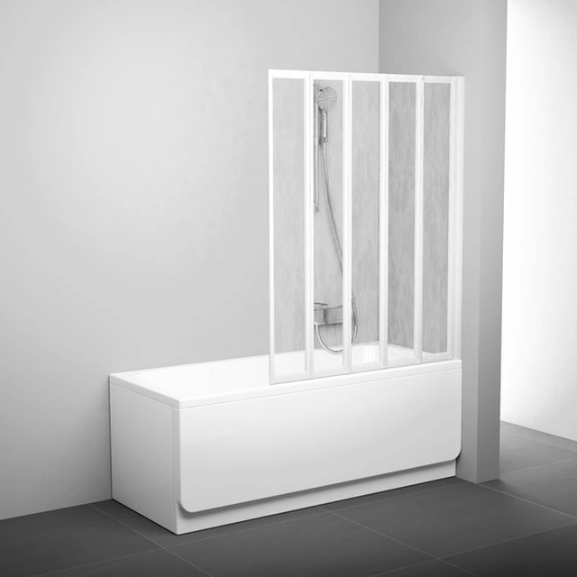 Zložljiva kopalniška stena Ravak, VS5 113.5, bela+plastika Rain