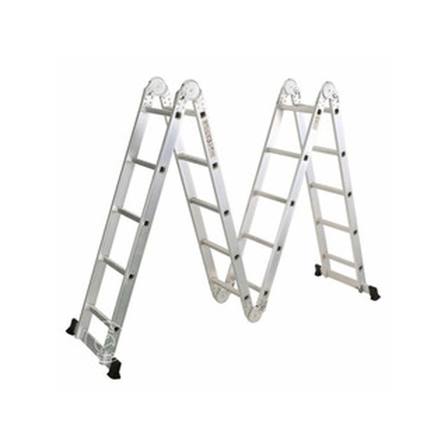 Ztrust vierdelige gelede multifunctionele ladder 4 x 5 treden | 4,65 | Aluminium