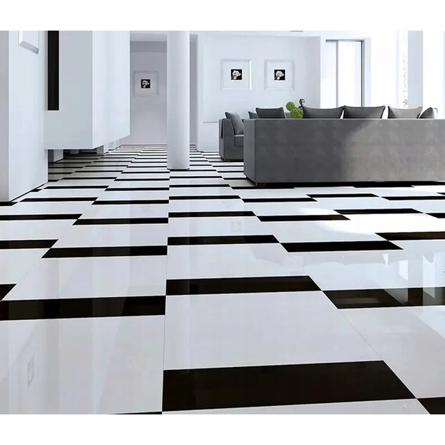 Zwart-wit schaakbord 120x60 steengoed GLOSS g.I