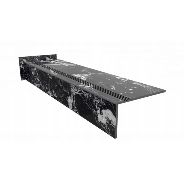 ZWARTE marmerachtige traptegels 100x30 structuur - stootbord + plint