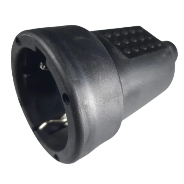 Zwarte stekker met schuko-rubberkoppeling 16A 250V