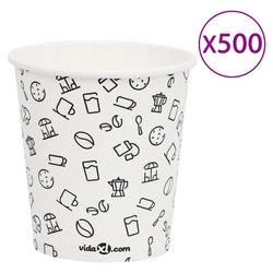 Paper cups with lids, 200 ml, 500 pcs, black and white