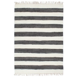 Hand made Chindi carpet 200x290cm cotton, anthracite and white
