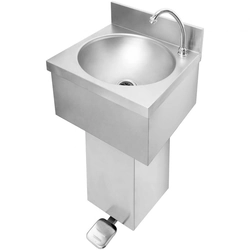 Sink touchless washbasin with tap, foot pedal, wall STEEL dia. 340 x 125 mm
