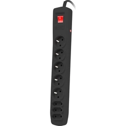 Natec power strip SP8 surge protection 8 sockets 1.5 m black (NSP0510)