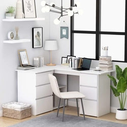 Lumarko Corner desk, white, 145x100x76 cm, chipboard