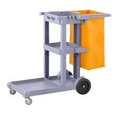 Cleaning trolley with shelves and waterproof bag