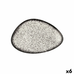 Flat Plate Ariane Rock Triangular Black Ceramics Ø 29 cm (6 Pieces)