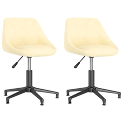 Swivel table chairs, 2 pcs, cream, velvet upholstered