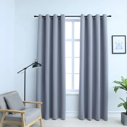 Lumarko Blackout curtains with metal rings, 2 pcs, gray
