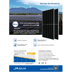 Photovoltaic module PV panel 465Wp JA Solar JAM72S20-465/MR_BF mono Black frame