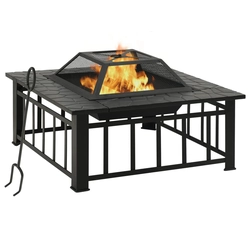 Garden fireplace with poker, 81x81x47 cm, XXL, steel