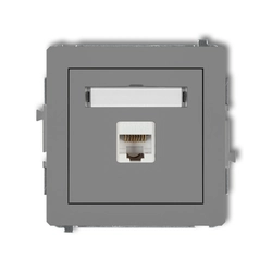 Jeden počítačový zásuvkový mechanismus 1xRJ45, kat. 5e, stíněný, 8pinová šedá matná KARLIK DECO 27DGK-1e