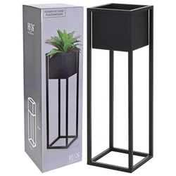 H&amp;S Collection Planter on a metal base, black, 70 cm