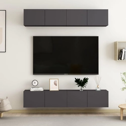TV cabinets, 4 pcs, gray, 80x30x30 cm, chipboard