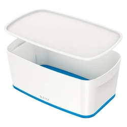 Storage box with lid, small, LEITZ MyBox, white-blue
