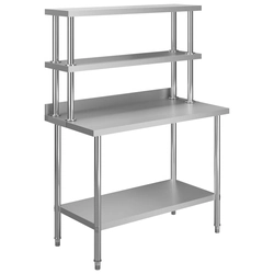 Kitchen work table with shelf, 120x60x150 cm, stainless steel