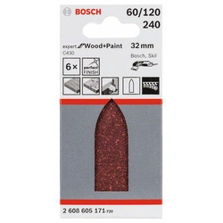 BOSCH Sandpaper C430, packaging 6 pcs.32 mm,60- 120- 240