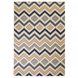 Modern zigzag carpet, 80x150 cm, brown, black and blue