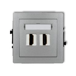 DECO silver metallic, HDMI 1.4 double socket mechanism (7DHDMI-2) Karlik