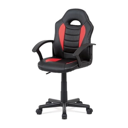 Office chair, red-black eco-leather, height set, cross plastic black Autronic (KA-V107 RED), black