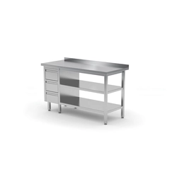 Wall table with three drawers and two shelves - drawers on the left side | 1500x700x850 mm