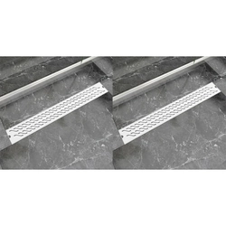 Linear shower drain, 2 pcs, wave, 830x140 mm, steel