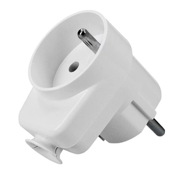Solight plug angled, with continuous socket, IP20, white, P75