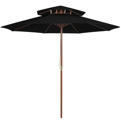 Garden parasol with a two-tier canopy, black, 270 cm