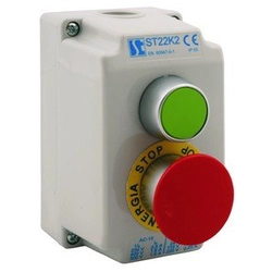 Spamel Control box 2-otworowa with covered green and safety button - ST22K23-1