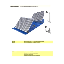 Adjustable roof brackets for 2 panels, screwed to the roof (invasive), flat roof