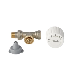 Set: RTL node Danfoss FJVR + thermostatic head FJVR, 10-50°C, KVS 0.73, DN15, straight