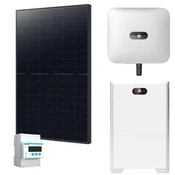 10 kW photovoltaic complete system set with 24x425W double glass full black solar modules, HUAWEI 10 kW hybrid inverter + 10kWh Huawei battery storage