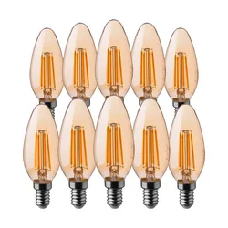 10 Опаковка E14 LED крушки - Кехлибар - Свещ - IP20 - 4W - 350 Лумени - 2200K