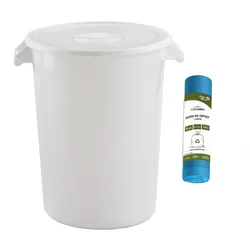 100 L waste bin with lid and garbage bag