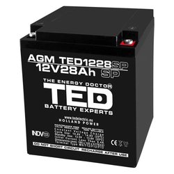 AGM VRLA battery 12V 28A special dimensions 165mm x 125mm xh 175mm M6 TED Battery Expert Holland TED003430 (1)