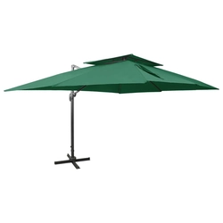 Závěsný deštník s dvojitým baldachýnem, zelený, 400x300 cm
