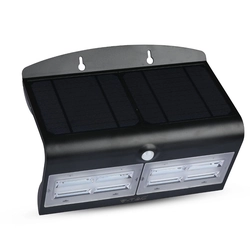 VT7677 7W solární nástěnná lampa / trojúhelník / barva: 4000K / pouzdro: černá + černá